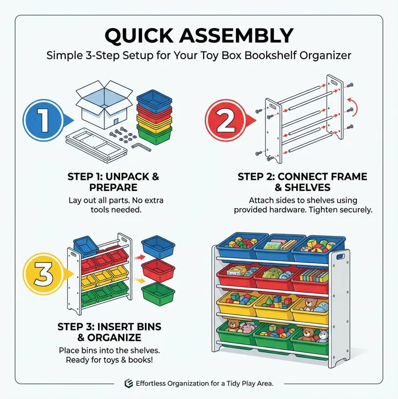 Toy Box Bookshelf Organiser – Store More, Organise With Ease