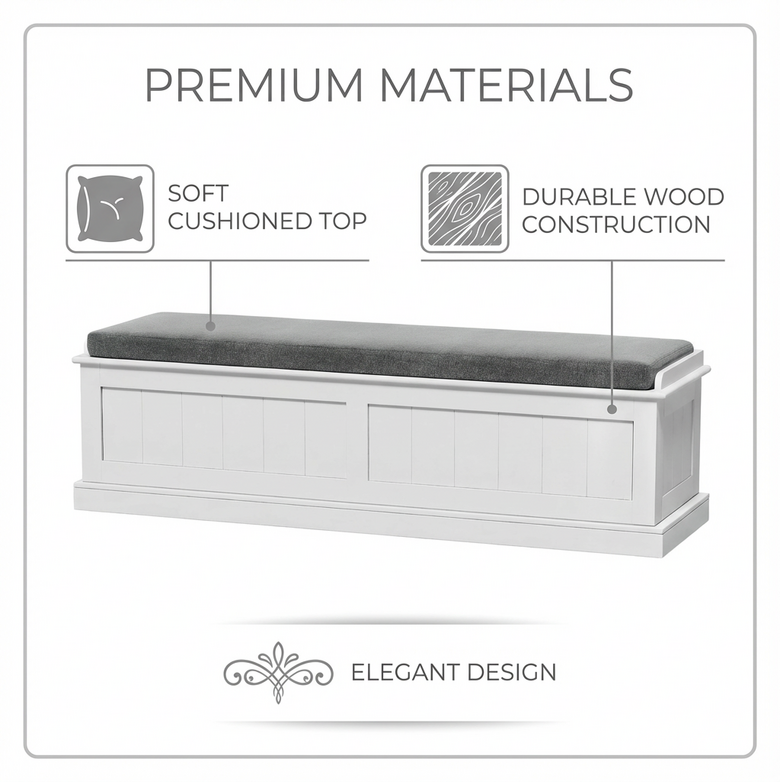 Fluted Grey Storage Ottoman – Blanket Box, Declutter Fast, Elevate Your Space