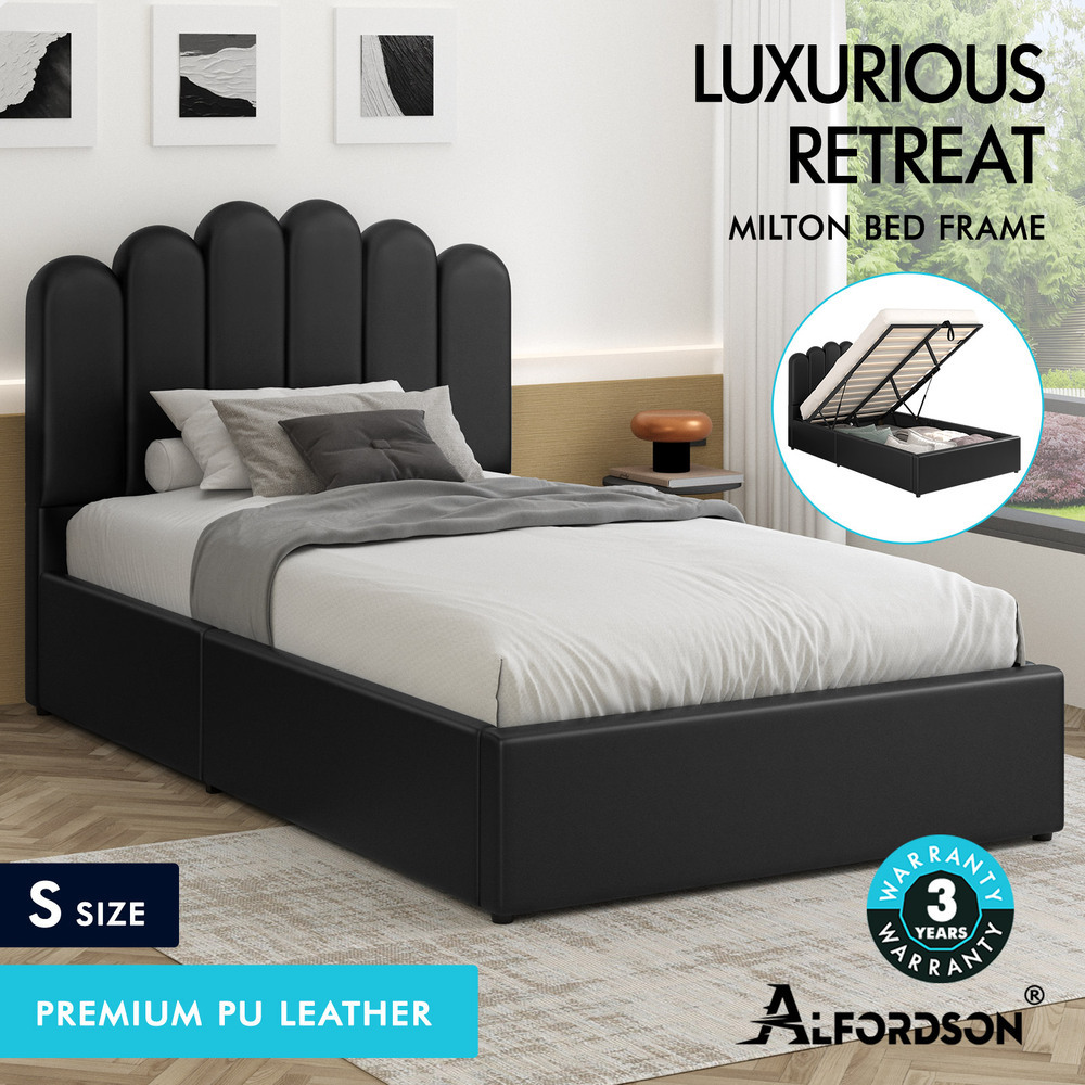 LED Gas Lift Bed - Clear Bedroom Clutter, Customise Ambience Lighting Fast