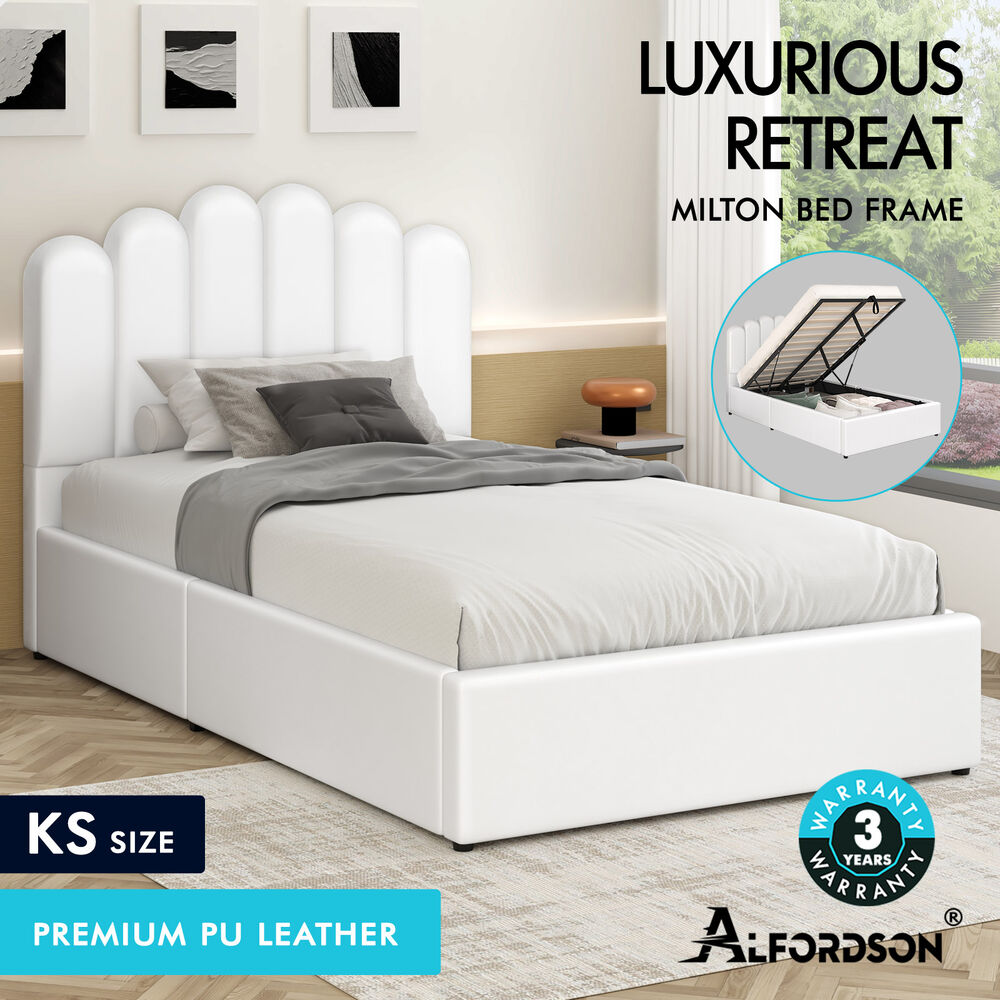 LED Gas Lift Bed - Clear Bedroom Clutter, Customise Ambience Lighting Fast