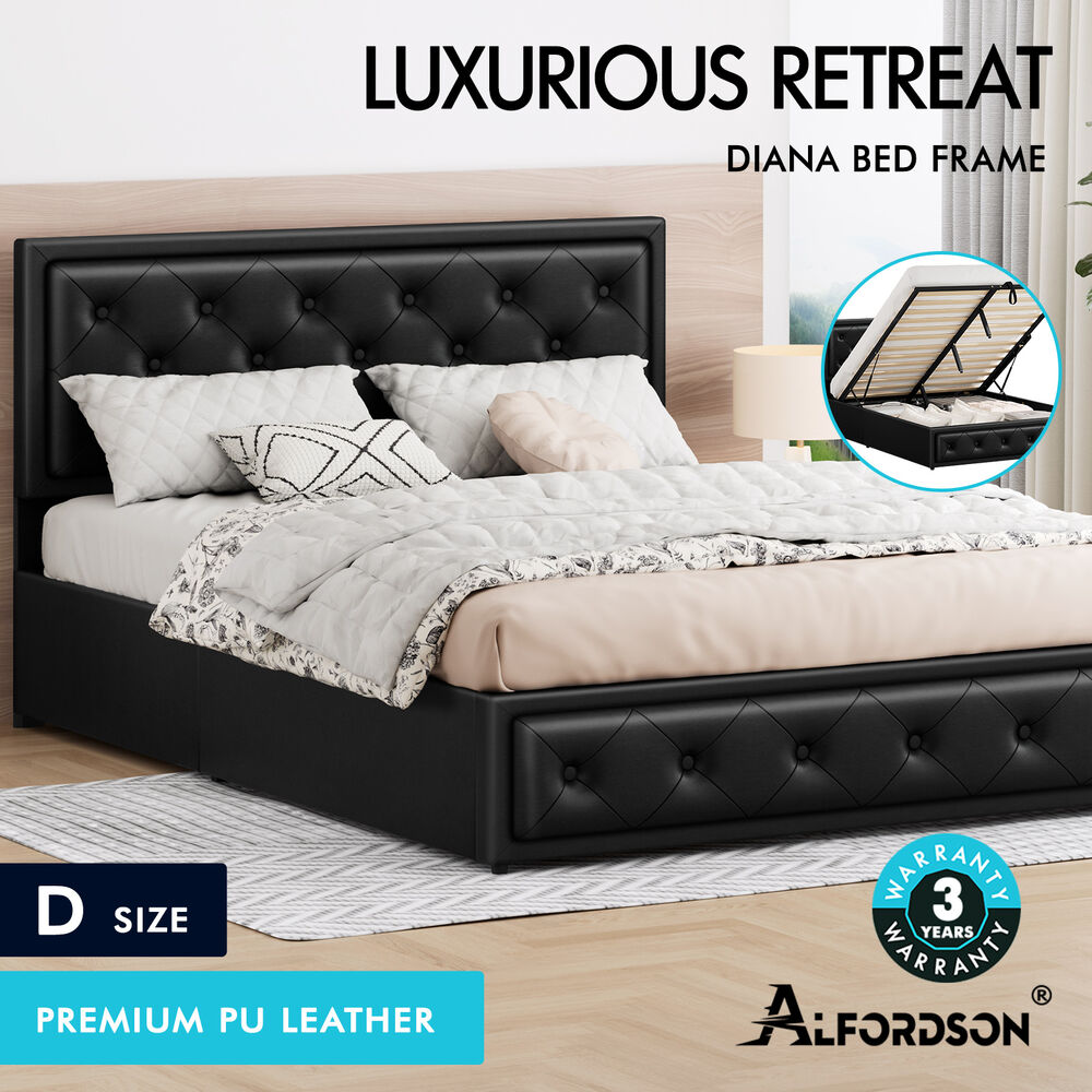 LED Gas Lift Bed - Clear Bedroom Clutter, Customise Ambience Lighting Fast