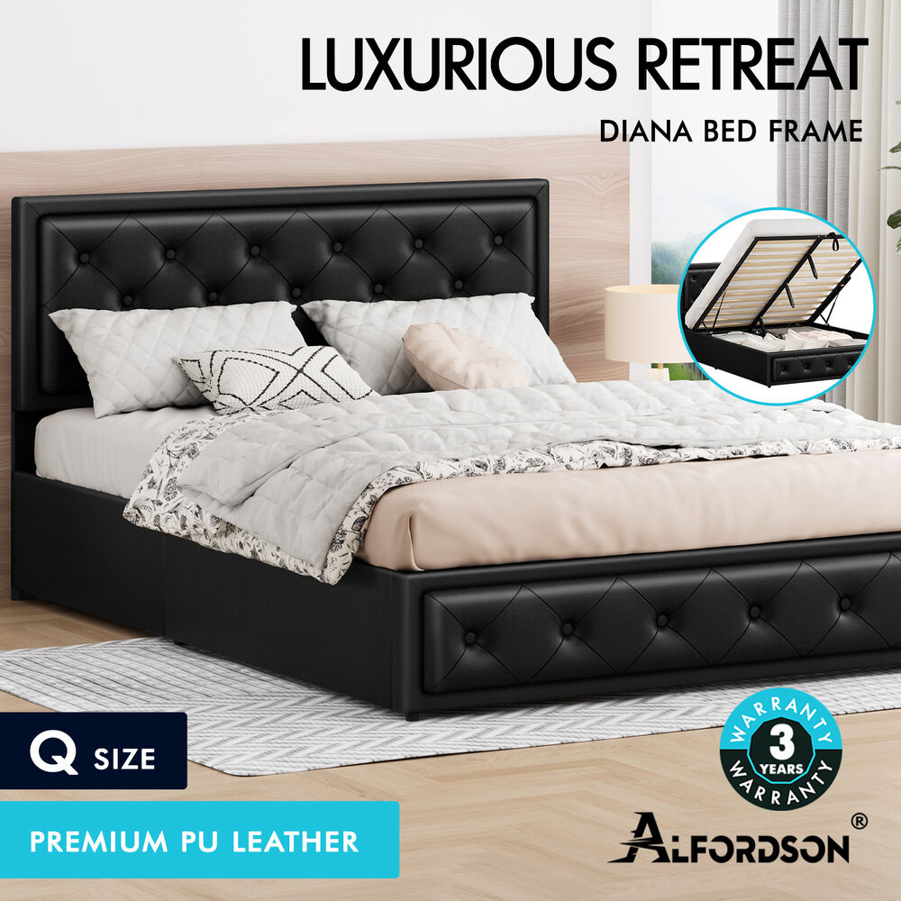 LED Gas Lift Bed - Clear Bedroom Clutter, Customise Ambience Lighting Fast