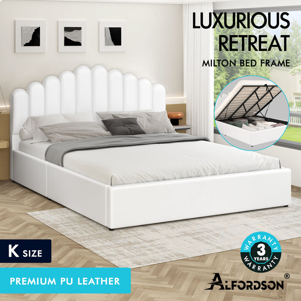 LED Gas Lift Bed - Clear Bedroom Clutter, Customise Ambience Lighting Fast